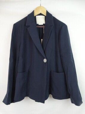 M. Martin Women's Blazer Size Large Navy Blue Long Sleeve Pajama Jacket Top